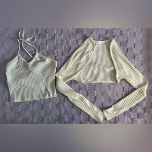 Livi by Olivia Rae Ribbed Halter Top and Cropped Shrug Set Size Medium